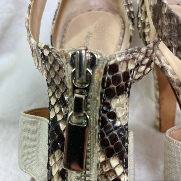 Alexandre Birman Python Snakeskin Platform Zip Heels Snake 7B Sexy Natural - Picture 9 of 11